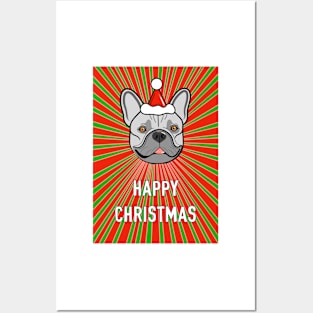 Frenchie Dog Christmas Greeting Posters and Art